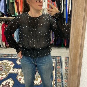 The Kooples Dame De Coeur Micro Heart Print Blouse Size 2